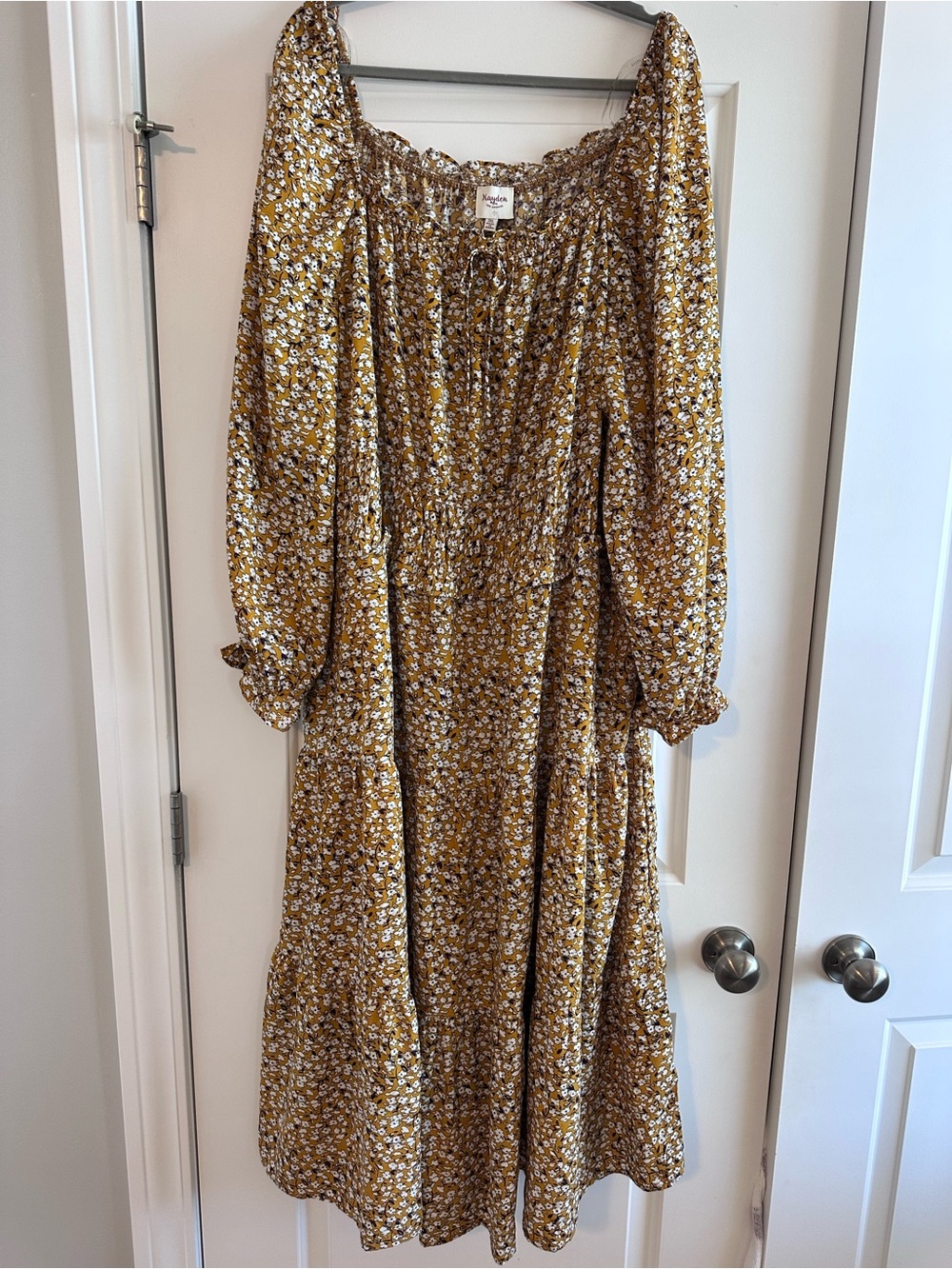 Hayden Boutique Mustard Floral Peasant Dress 3x NWT